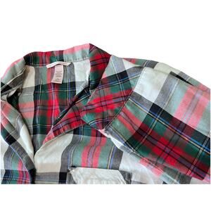 Victoria’s Secret Womens Red Plaid Flannel Sparkle Long Sleeve PJ Shirt Size Med